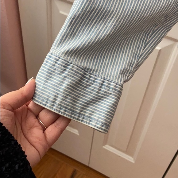 Plus Size Blue and White Striped Jacket - Picture 7 of 8